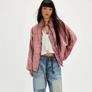 FREE PEOPLE Dolman Quilted Knit Jacket, size S in Nostalgia Rose